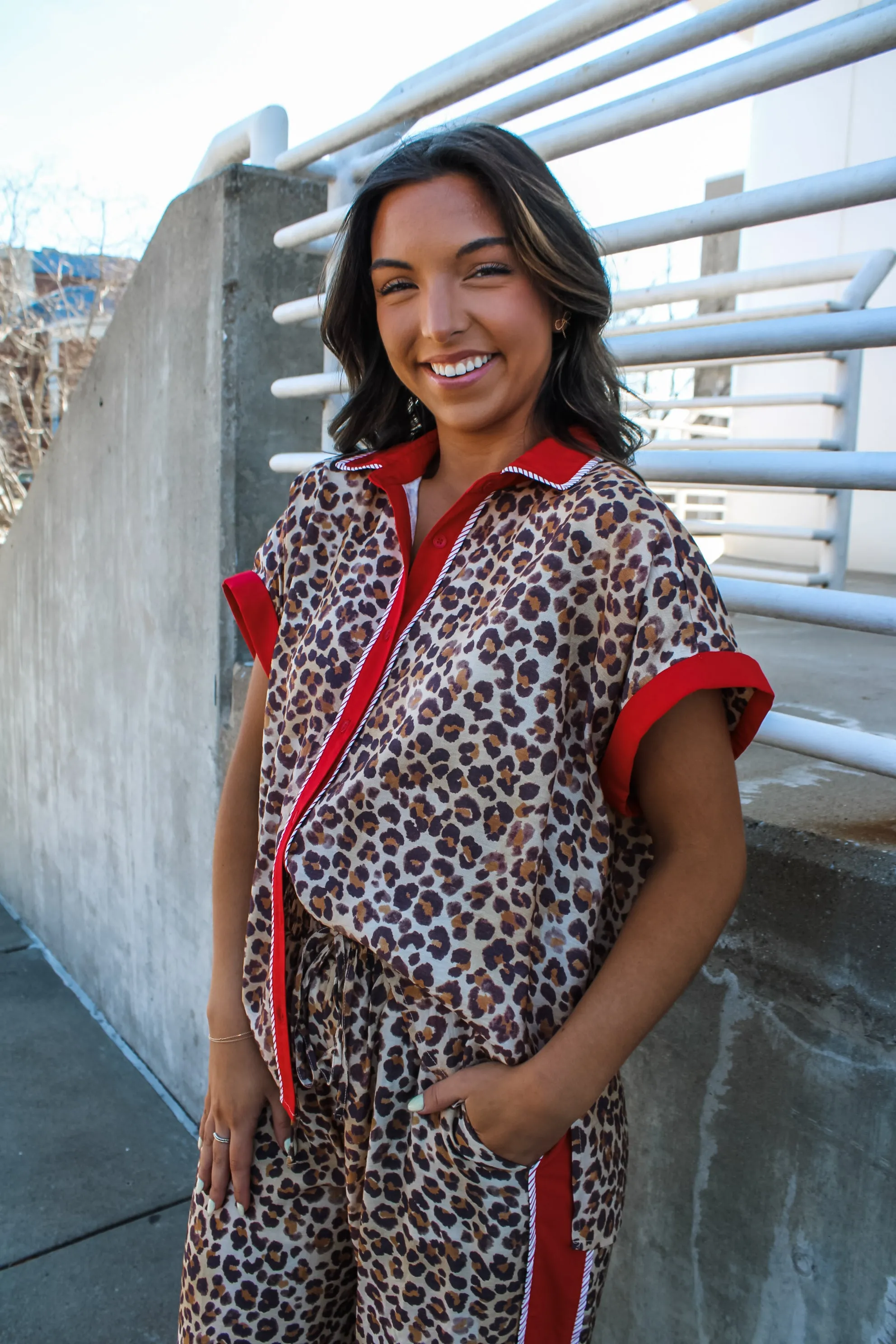 Social Season Leopard Button Up
