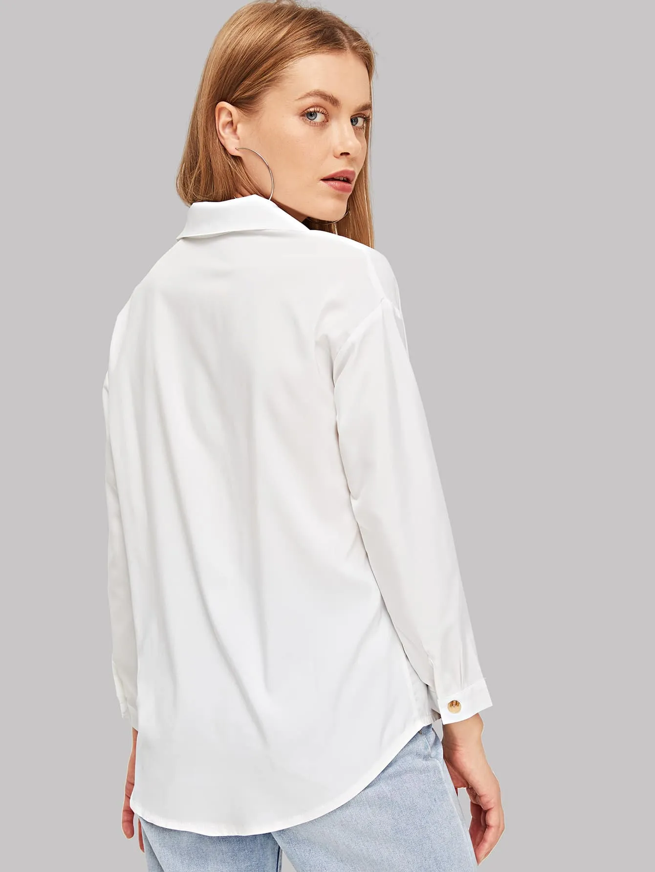 Solid White Button Up Shirt