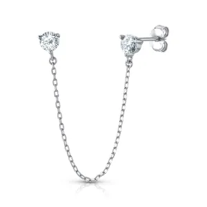 SOLITARE CONNECTING SINGLE EARRING, SILVER
