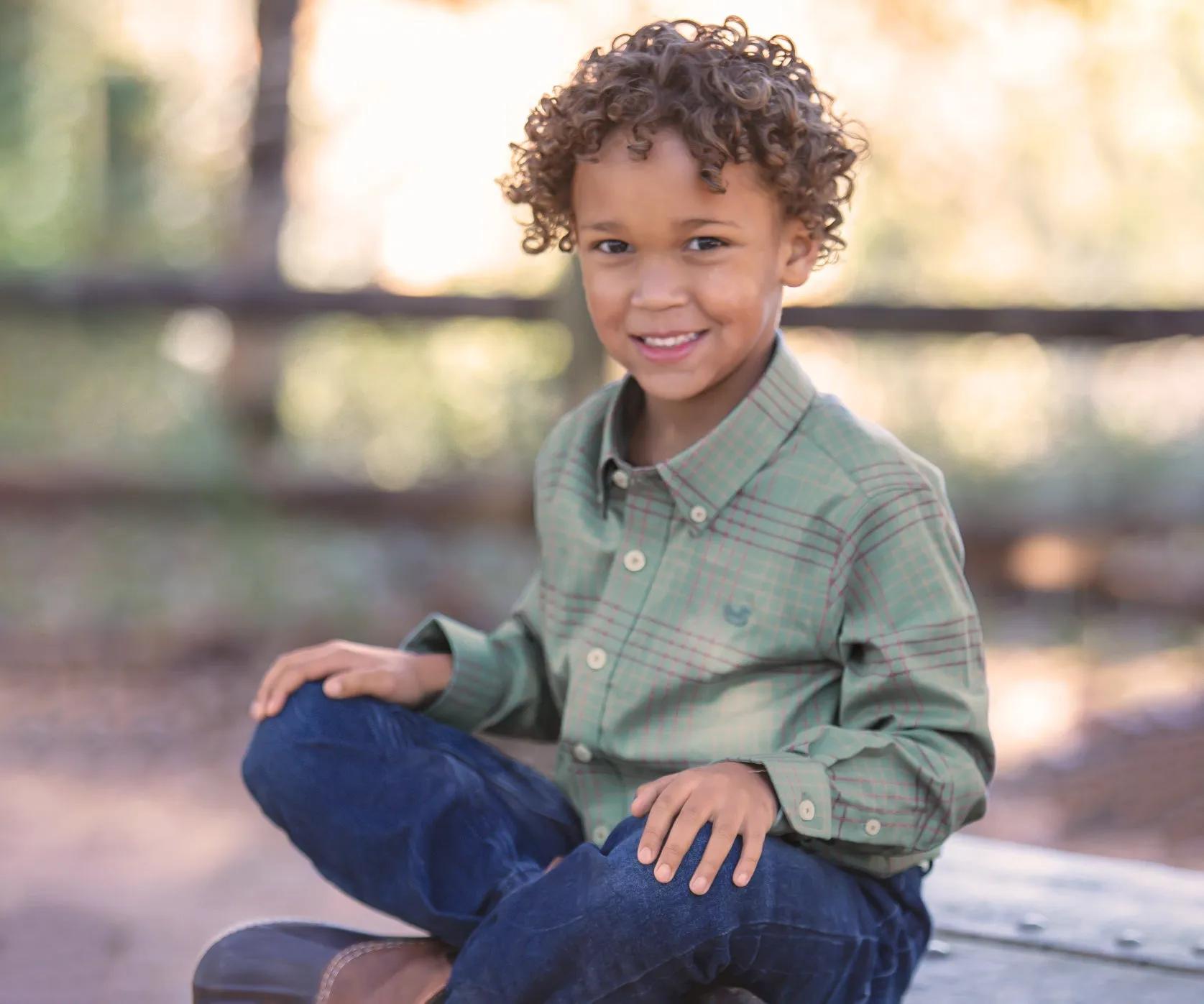 Southern Marsh Winfield Grid Performance Dress Shirt: Youth