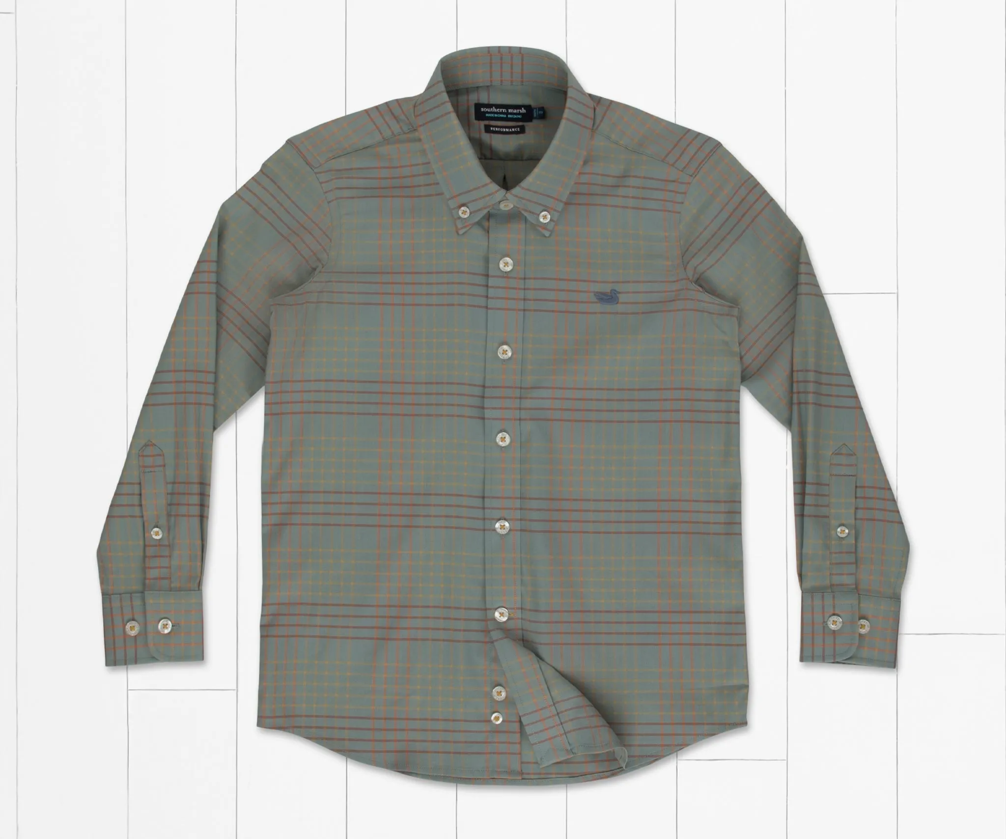 Southern Marsh Winfield Grid Performance Dress Shirt: Youth