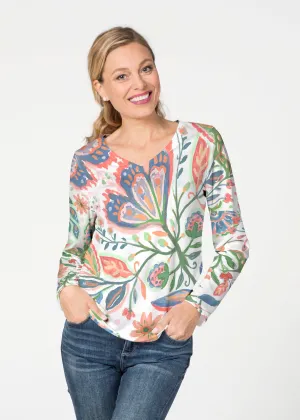 Spring Fantasy Pink (17225) ~ French Terry V-neck Top