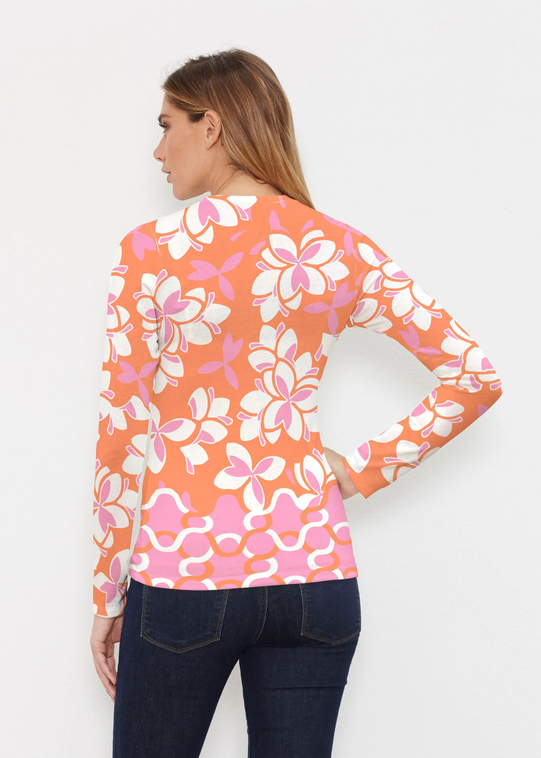 Squiggles Pink (20341) ~ Butterknit Long Sleeve V-Neck Top