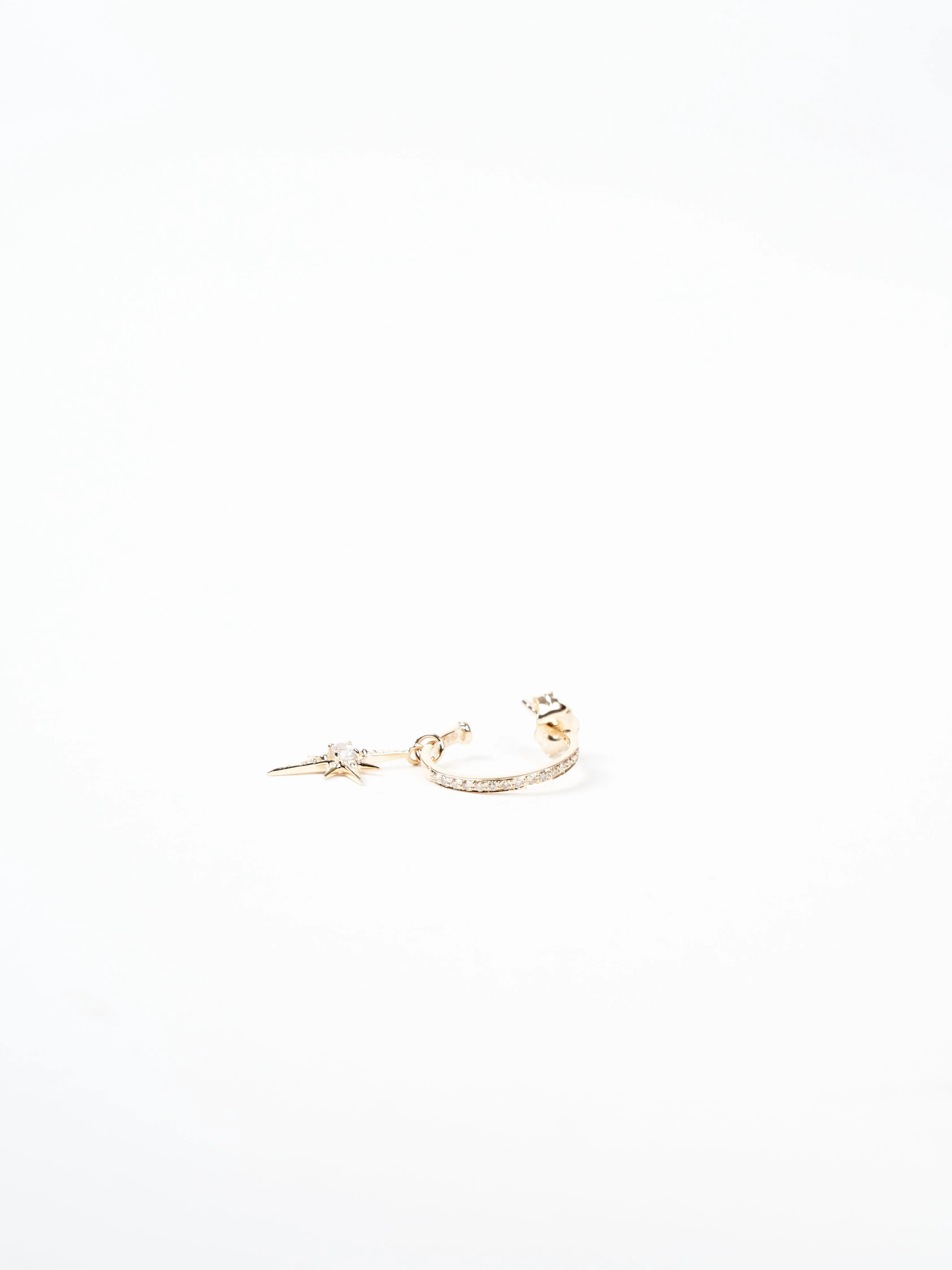 star & white sapphire single hoop single earring