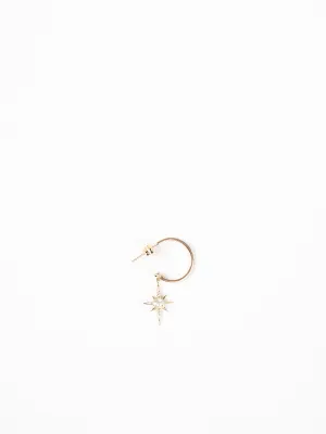 star & white sapphire single hoop single earring