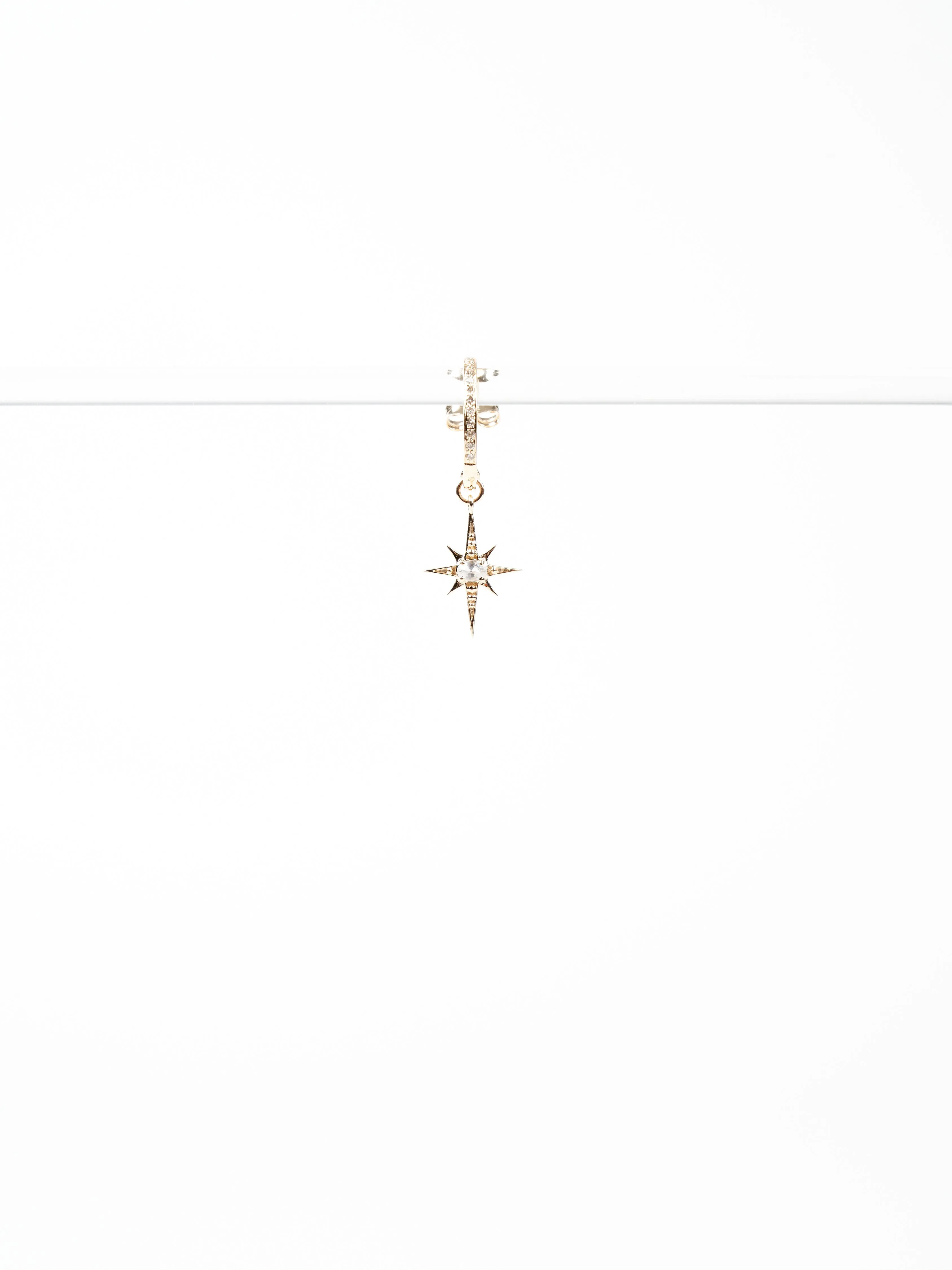 star & white sapphire single hoop single earring