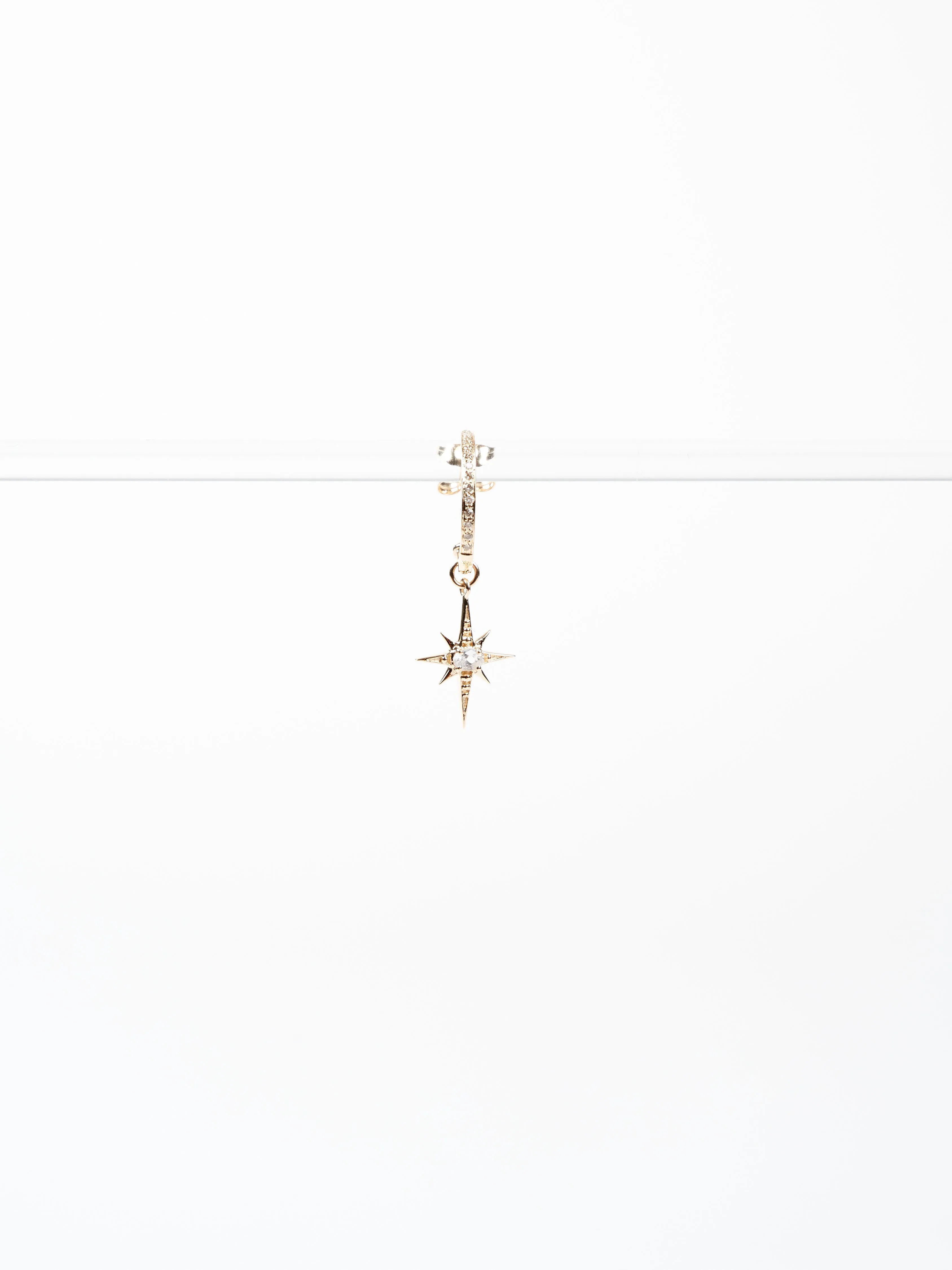 star & white sapphire single hoop single earring