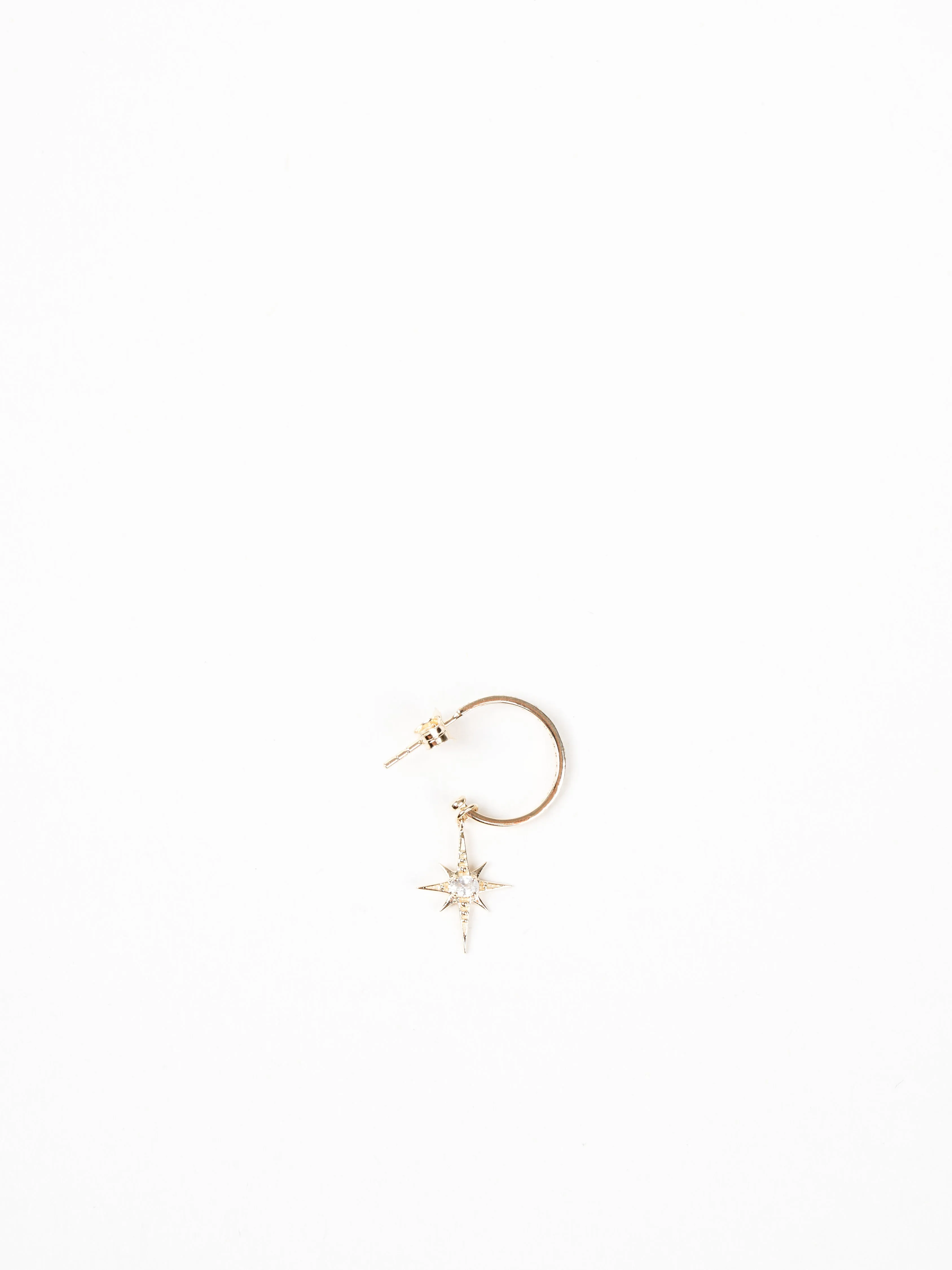 star & white sapphire single hoop single earring