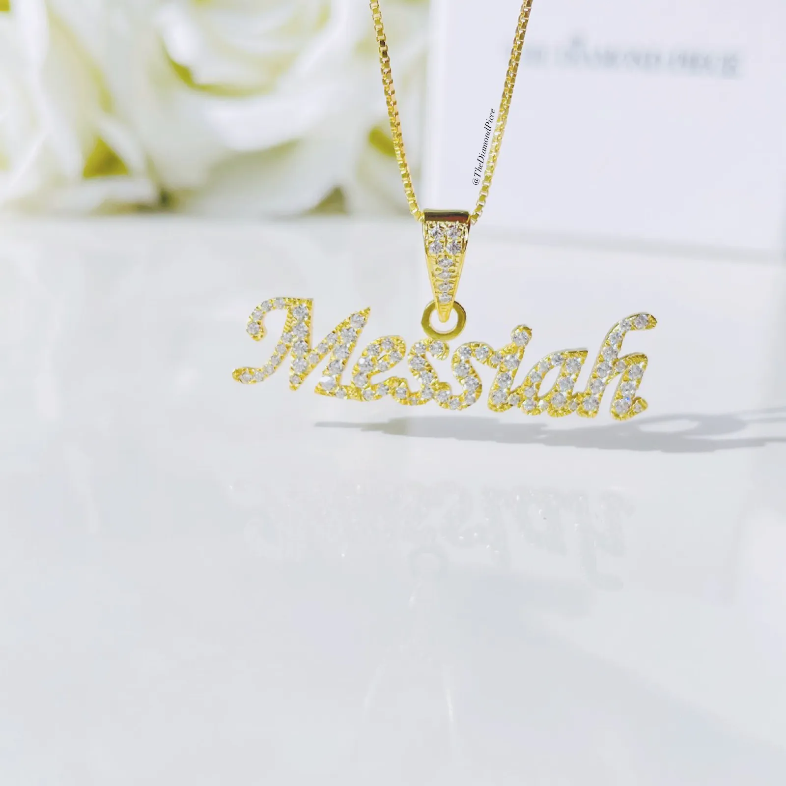 Sterling Silver Custom CZ Diamond Name Necklace