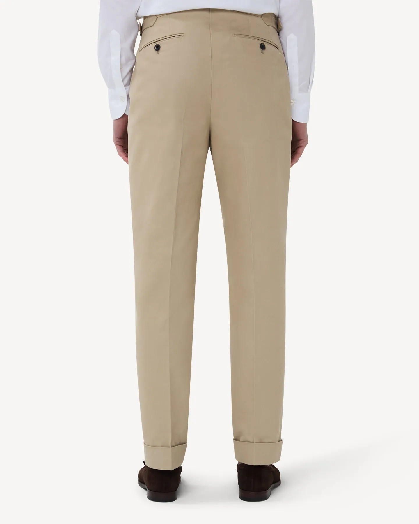 Stone Single Pleat Cotton Drill Trousers