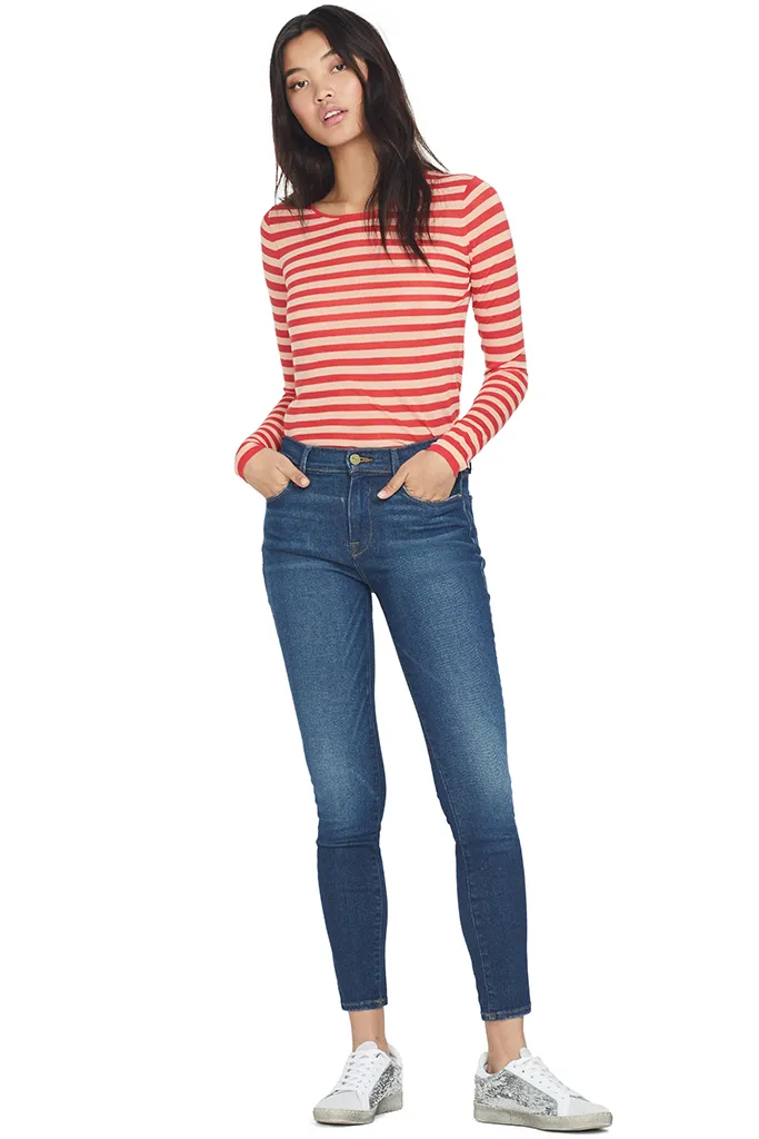Striped Feather Weight Merino Sweater (Blood Orange)