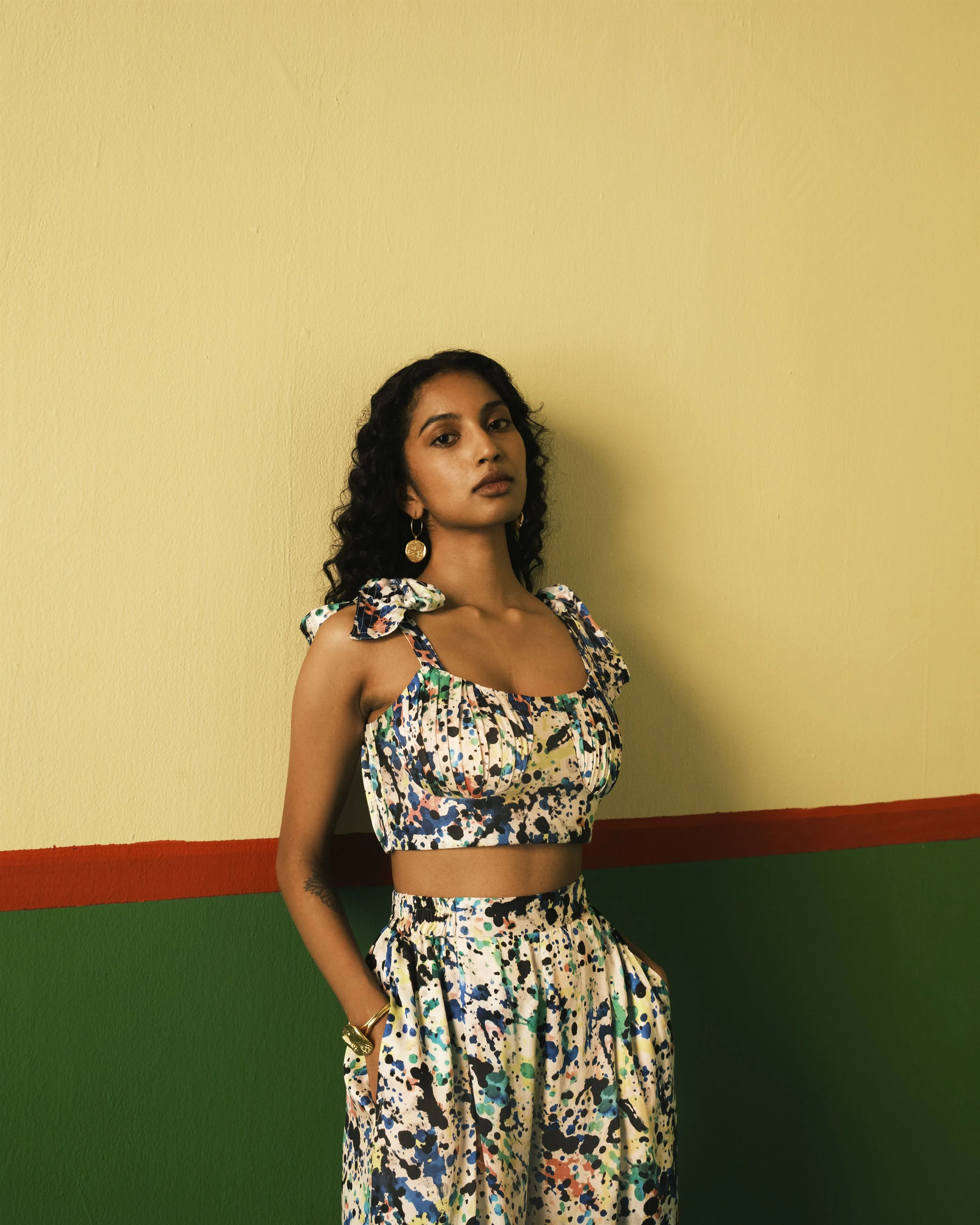 Studio Rigu   I   Splatter Bustier Digitally Printed Vegan Silk Dotted Print Srch017