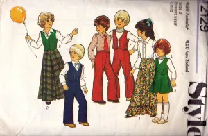 Style 2129 Toddler Boys Girls Mini Maxi Skirt Vest Shirt & Pants 1970s Vintage sewing pattern Size 2 or size 6