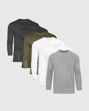 Subtle Green Long Sleeve Crew Neck 6-Pack