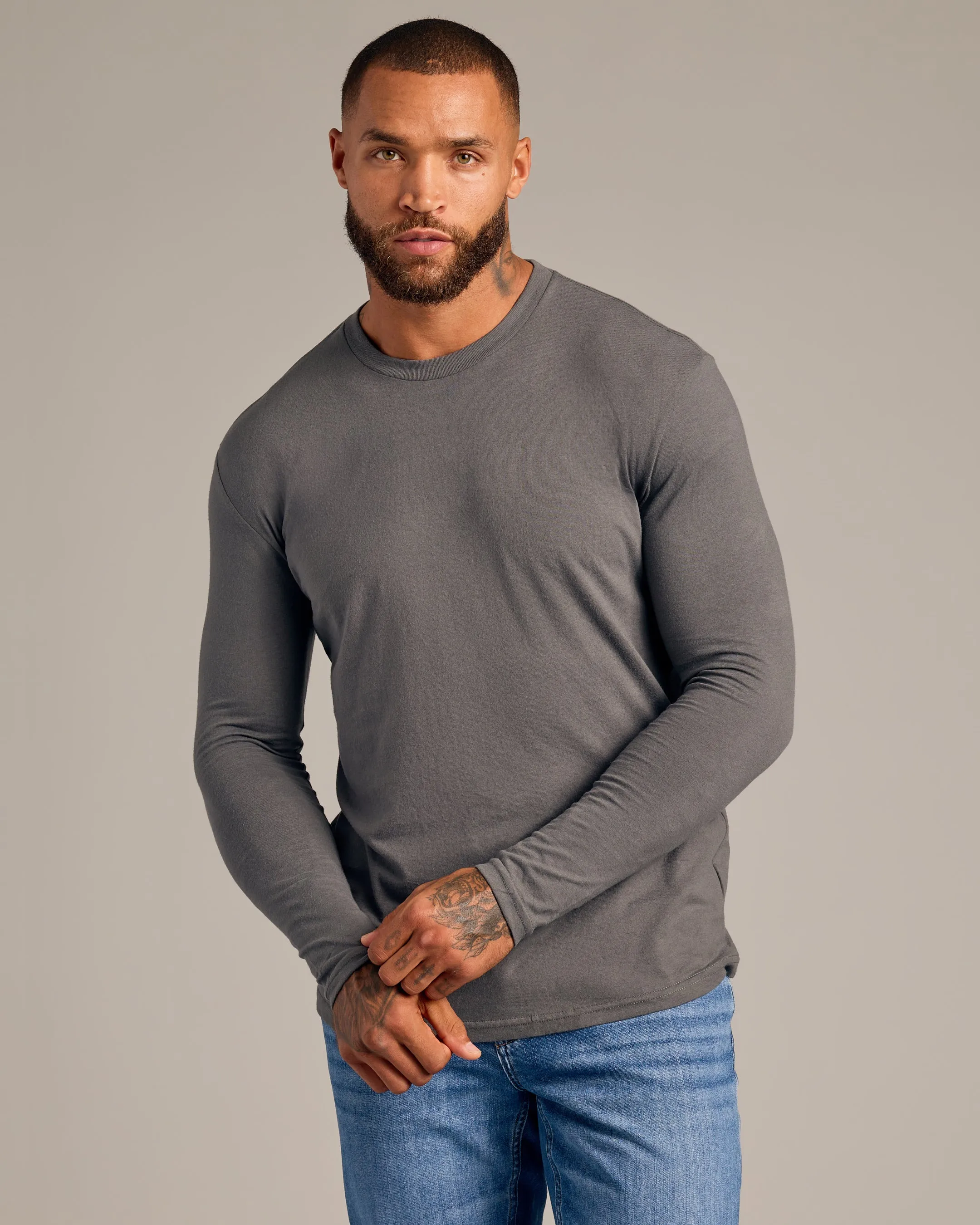 Subtle Green Long Sleeve Crew Neck 6-Pack
