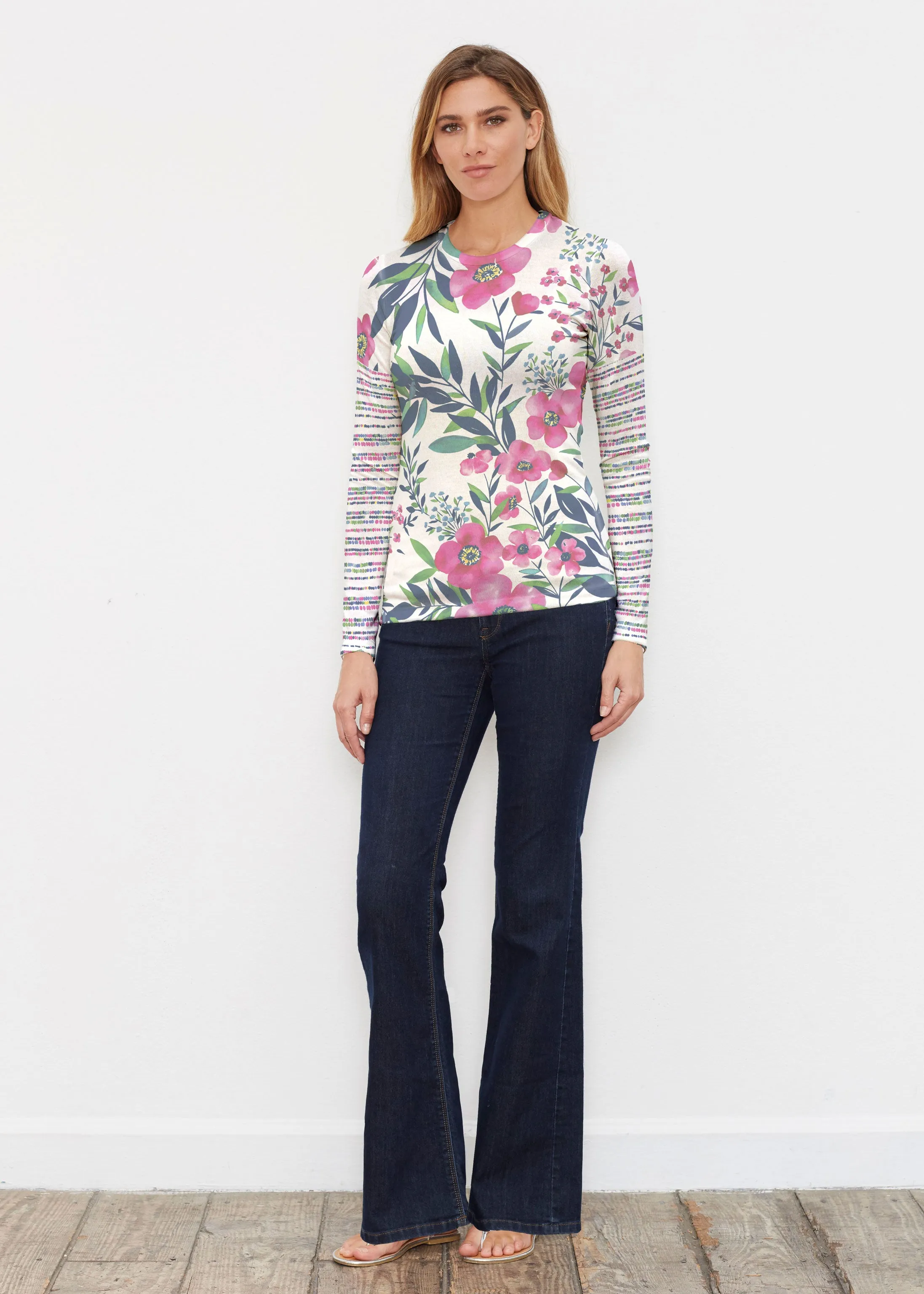 Summer Floral (13423) ~ Butterknit Long Sleeve Crew Top