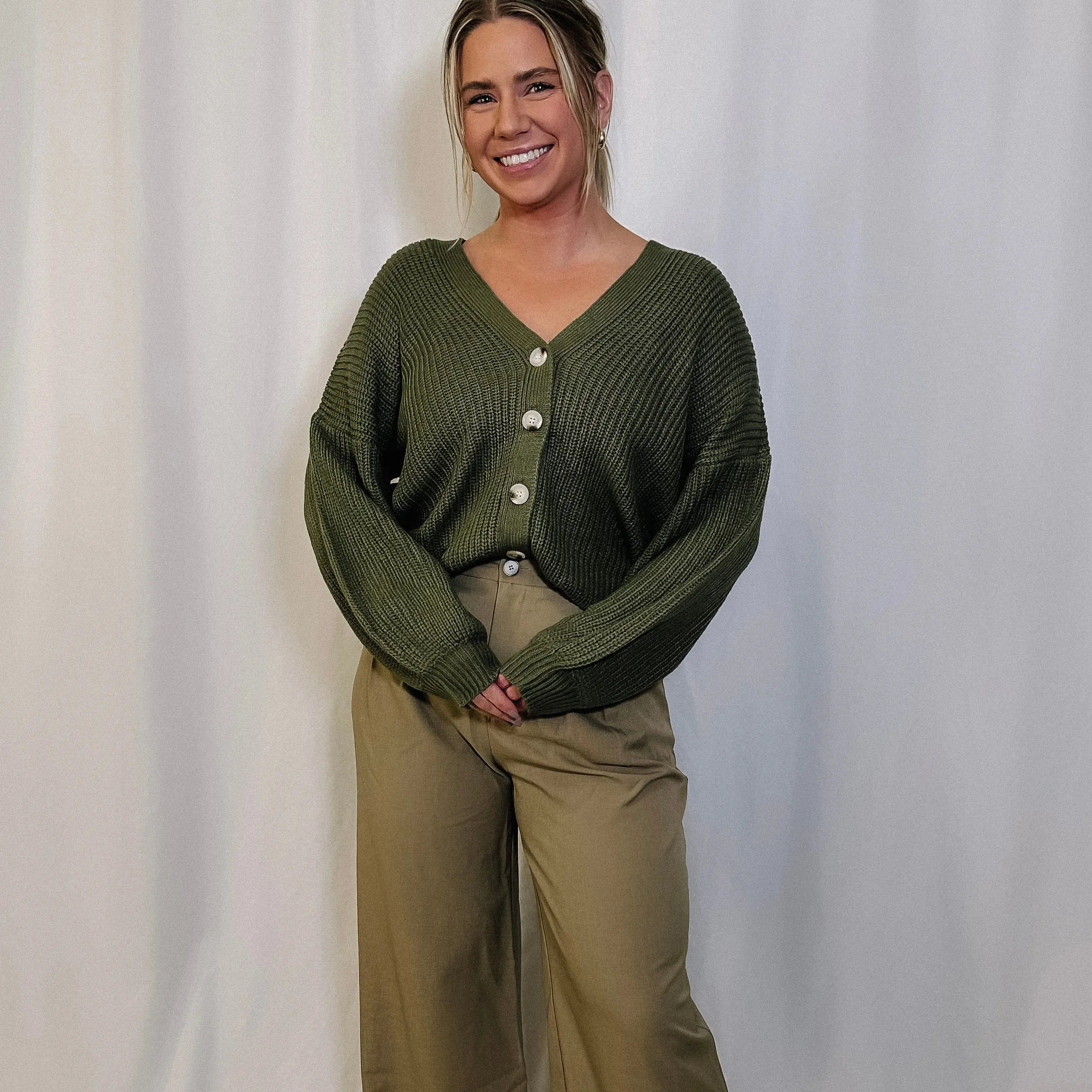 Sweater Weather Cardigan - Olive
