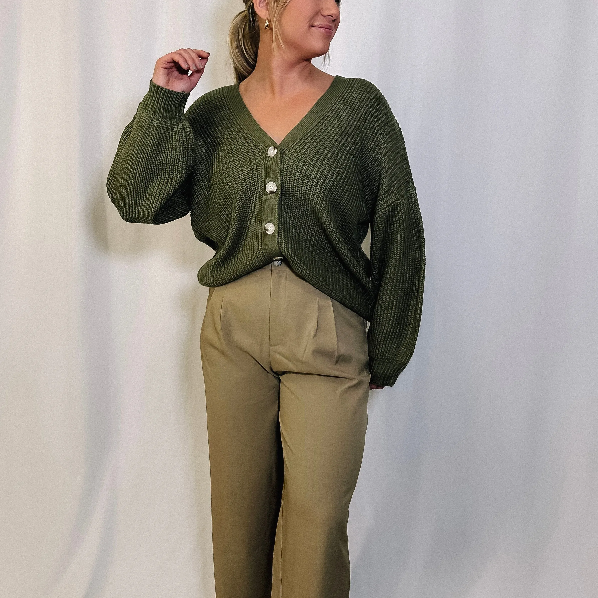 Sweater Weather Cardigan - Olive