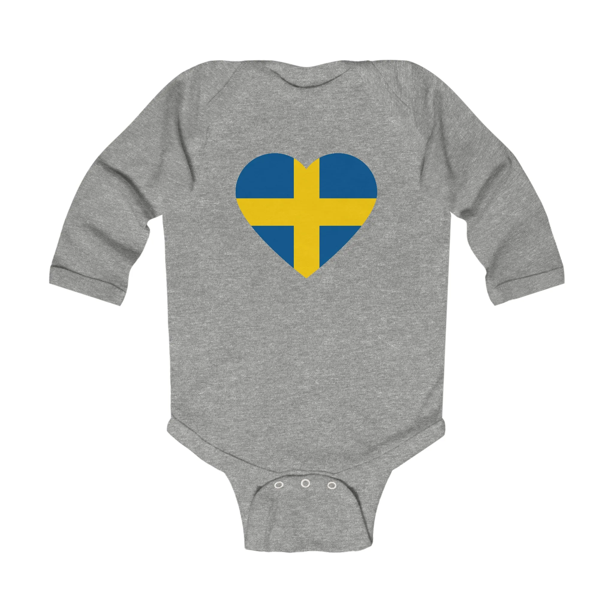 Swedish Flag Heart Long Sleeve Bodysuit