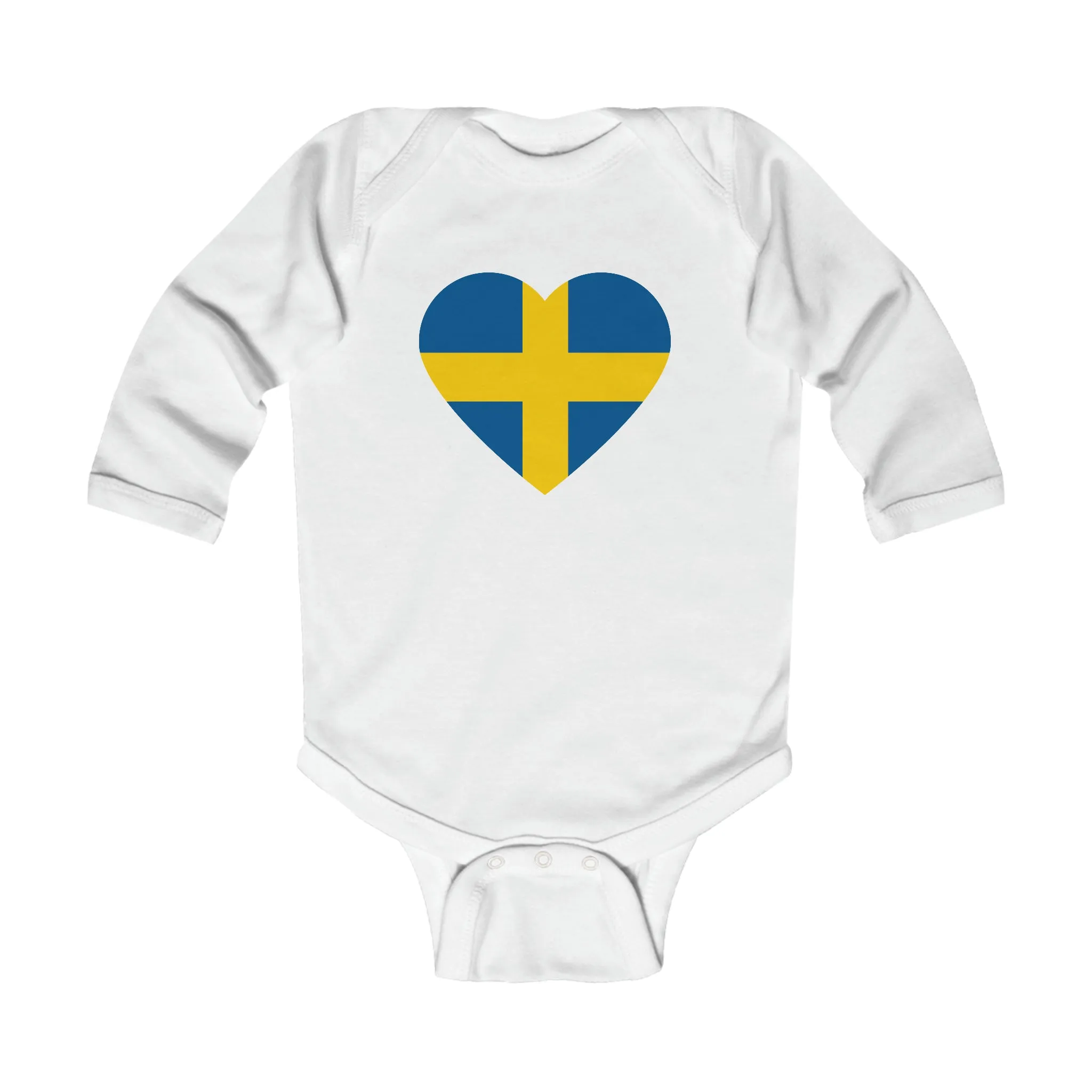 Swedish Flag Heart Long Sleeve Bodysuit