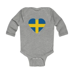 Swedish Flag Heart Long Sleeve Bodysuit