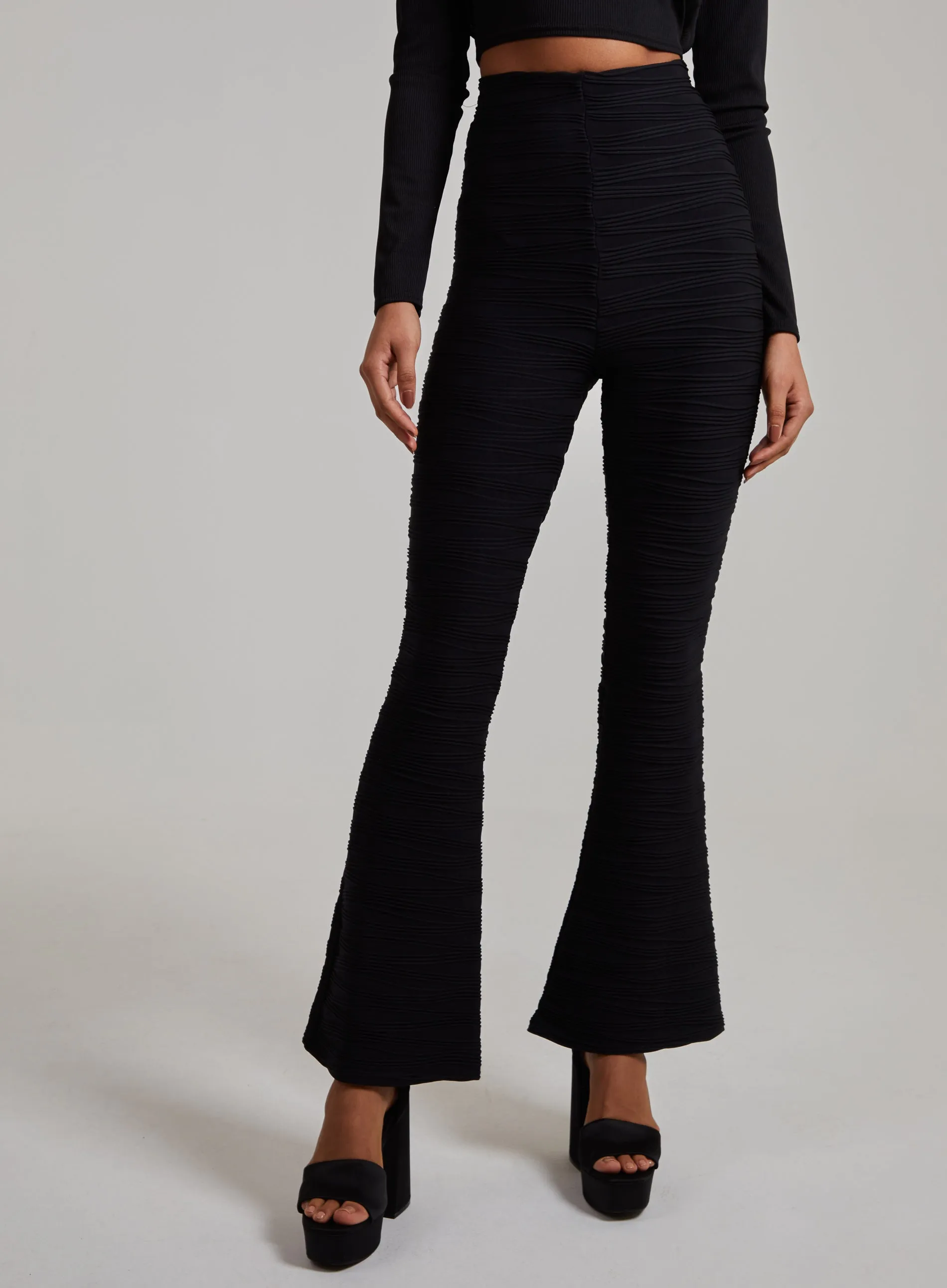 Swirl Rib Flared Trousers