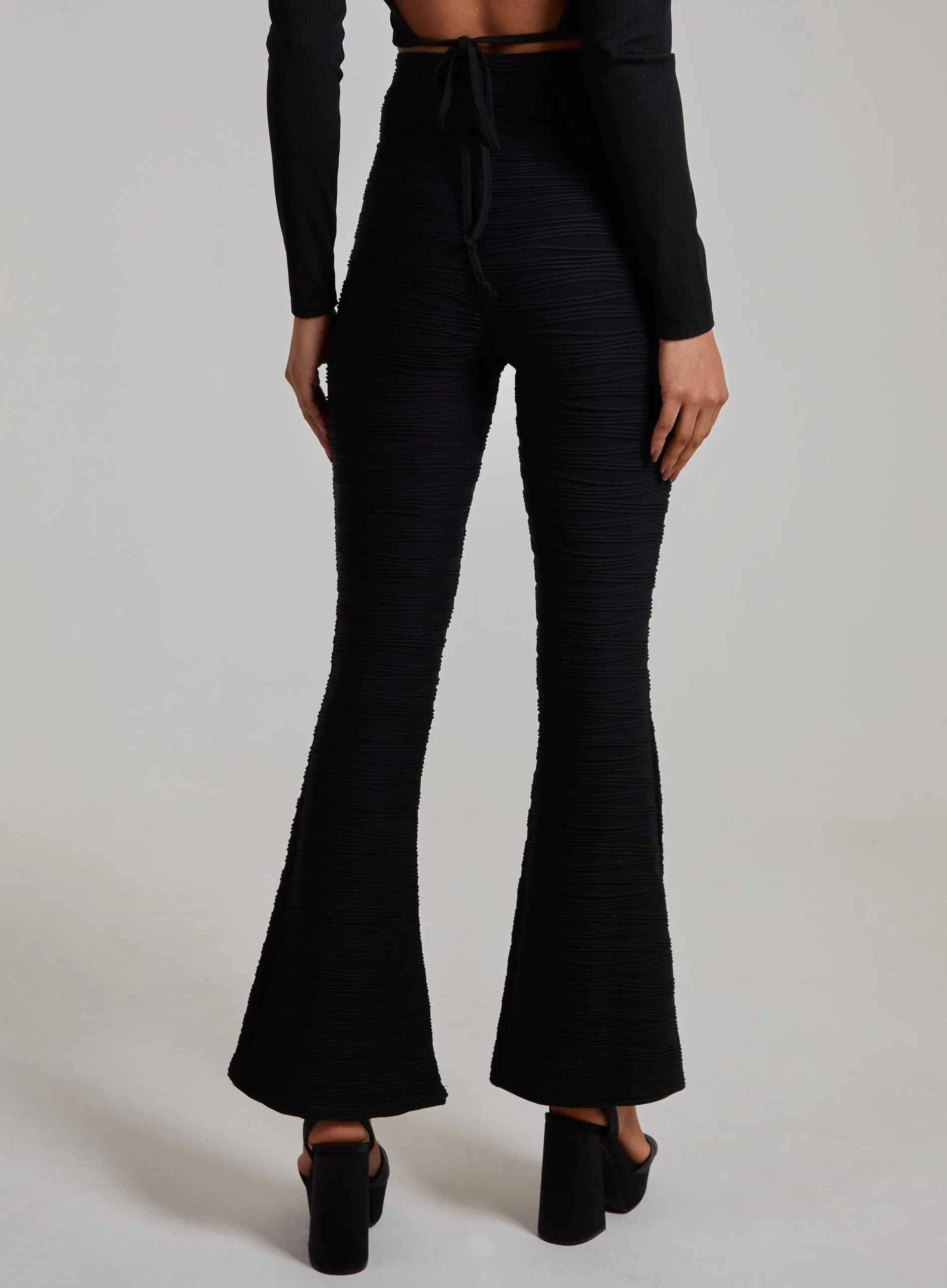 Swirl Rib Flared Trousers