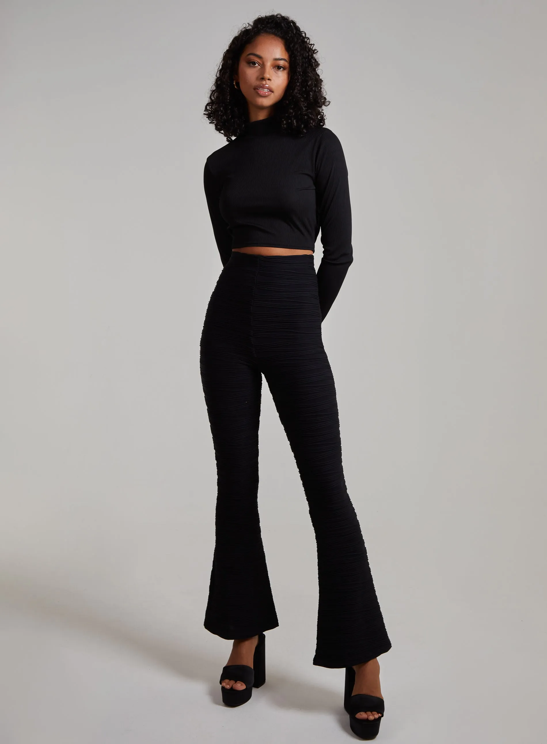 Swirl Rib Flared Trousers