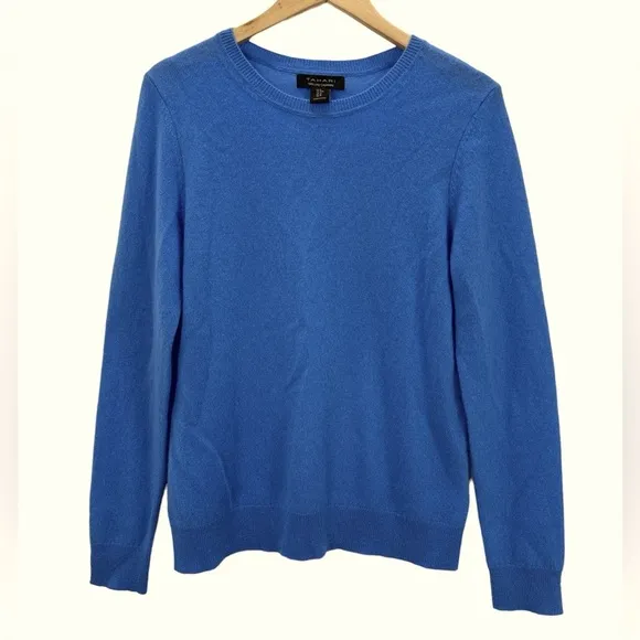 Tahari Cashmere Long Sleeve Sweater Blue