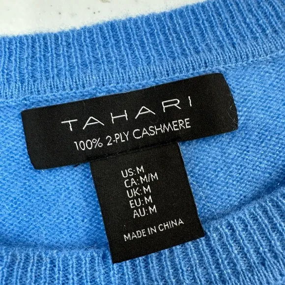 Tahari Cashmere Long Sleeve Sweater Blue