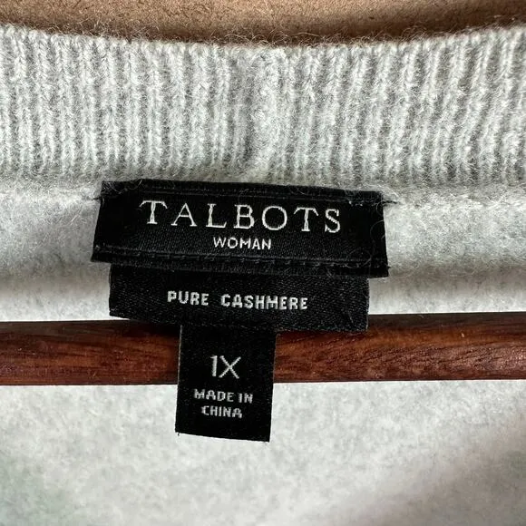 Talbots 100% Cashmere Open Front Long Duster Cardigan XL Gray Quiet Luxury Cozy