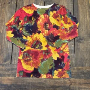 Talbots Cashmere Size Petite Audrey Brushed Floral 3/4 Sleeves Sweater