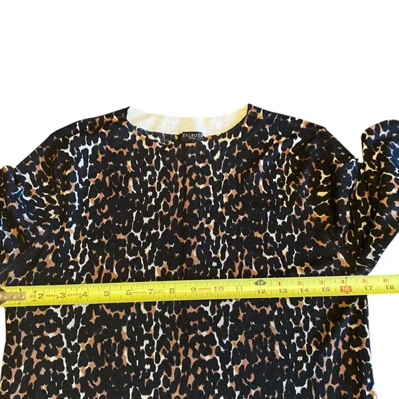 Talbots Women’s Merino Wool Crew Neck Animal Print Sweater Size MP