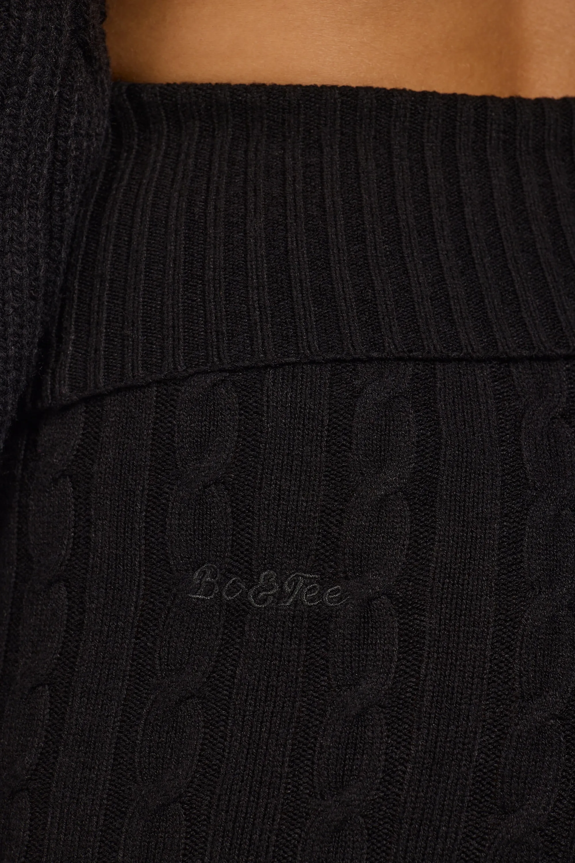 Tall Cable-Knit Flared Trousers in Black