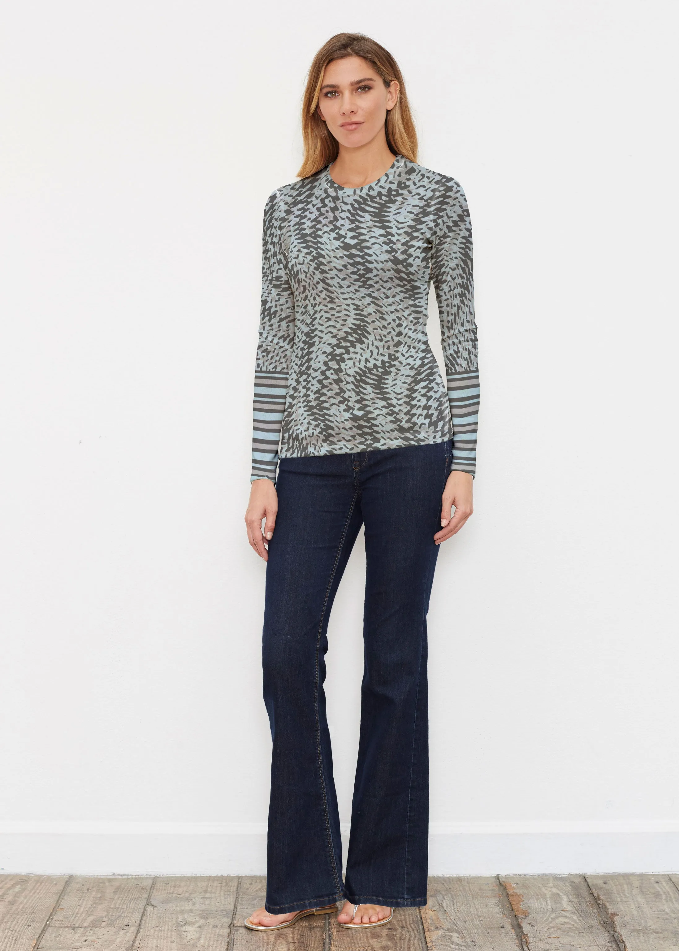 Textured Tracks Black (7720) ~ Butterknit Long Sleeve Crew Top