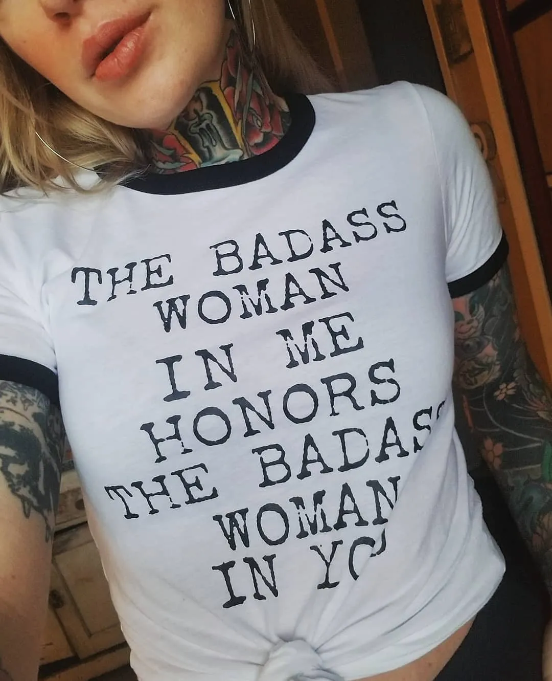 The Badass Woman In Me Honors The Badass Woman In You - Retro Fitted Ringer