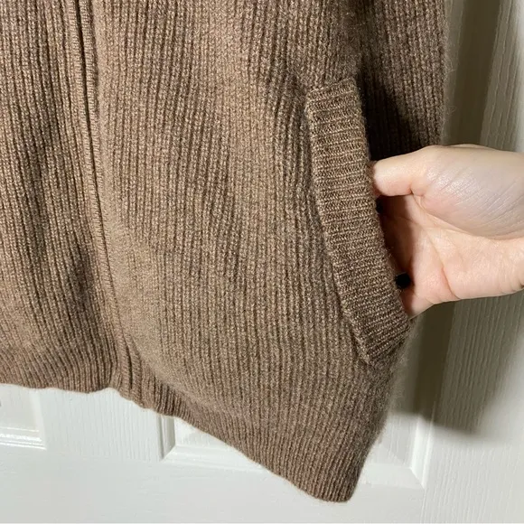 The Cashmere Project Cashmere Brown Full Zip Up Vest Sleeveless Sweater Large L