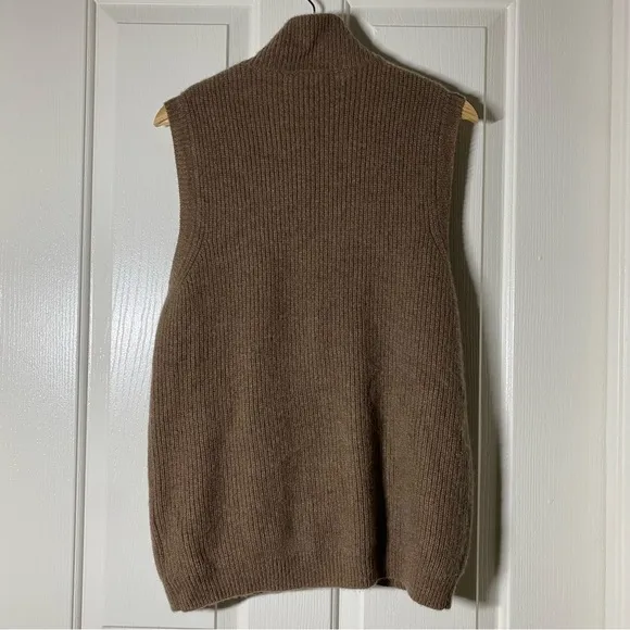 The Cashmere Project Cashmere Brown Full Zip Up Vest Sleeveless Sweater Large L