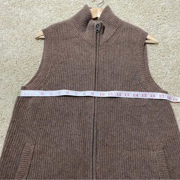 The Cashmere Project Cashmere Brown Full Zip Up Vest Sleeveless Sweater Large L