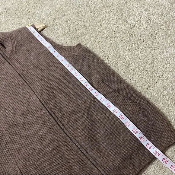 The Cashmere Project Cashmere Brown Full Zip Up Vest Sleeveless Sweater Large L