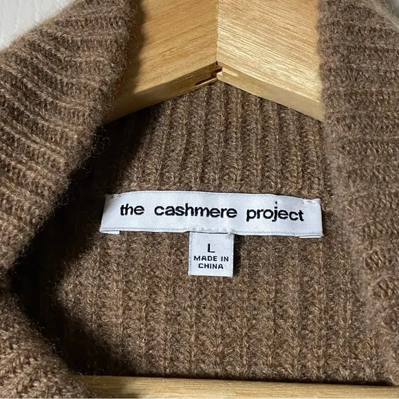 The Cashmere Project Cashmere Brown Full Zip Up Vest Sleeveless Sweater Large L