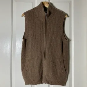 The Cashmere Project Cashmere Brown Full Zip Up Vest Sleeveless Sweater Large L