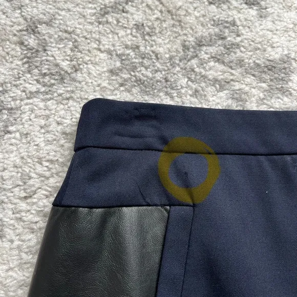 The Kooples Navy Wool Lambskin Leather Panel Pencil Skirt Corpcore Office EU 40