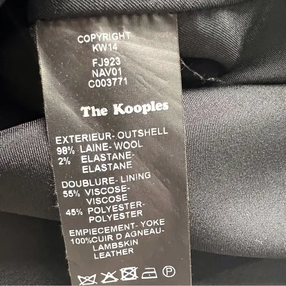 The Kooples Navy Wool Lambskin Leather Panel Pencil Skirt Corpcore Office EU 40