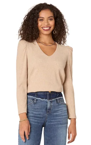 The Rainee Puff Shoulder V-Neck Top
