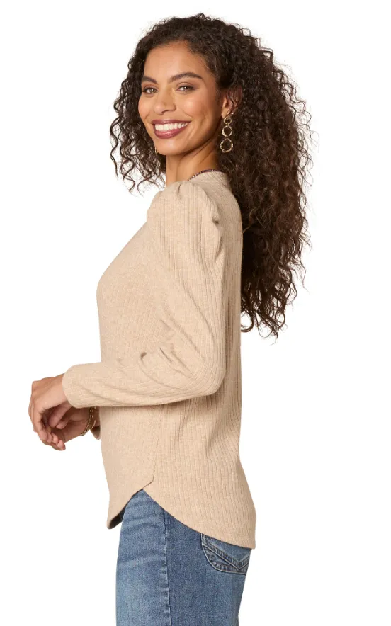 The Rainee Puff Shoulder V-Neck Top