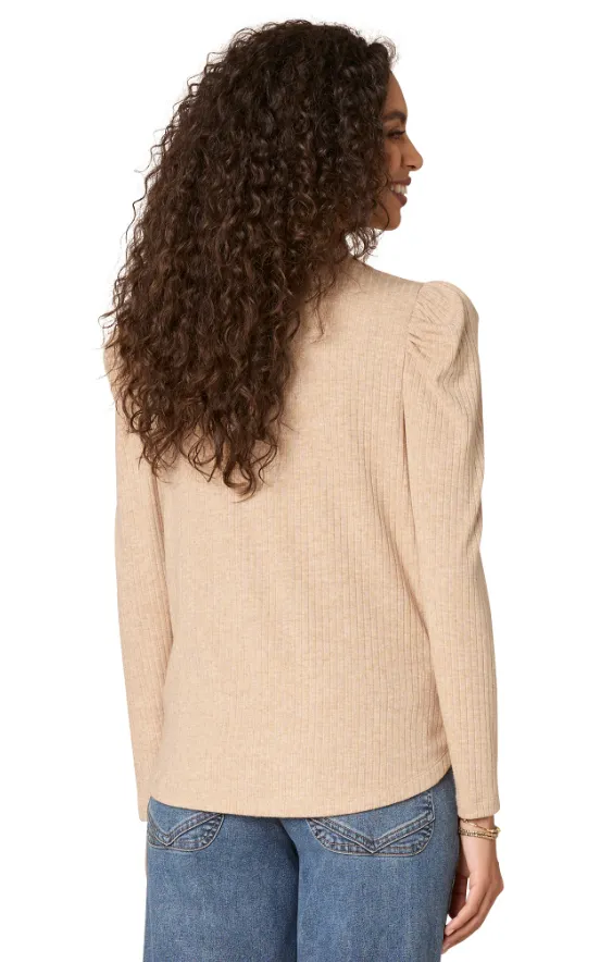 The Rainee Puff Shoulder V-Neck Top