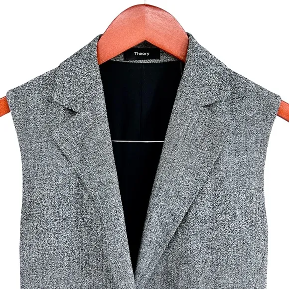 Theory Womens Sedeia Linen Crepe Vest Size 2 Gray Speckled Boucle Structured