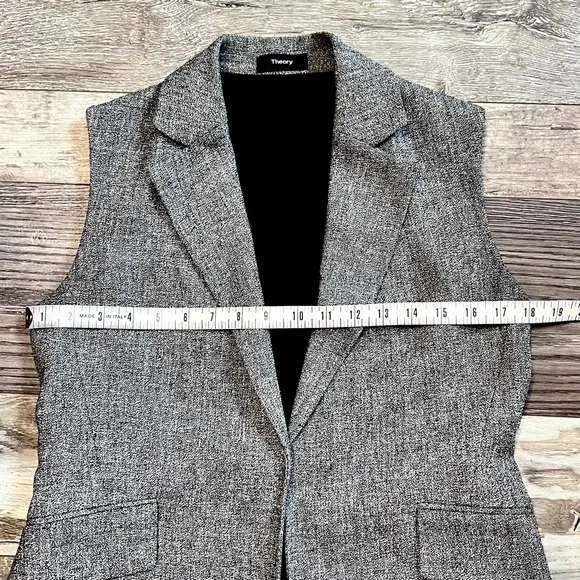Theory Womens Sedeia Linen Crepe Vest Size 2 Gray Speckled Boucle Structured