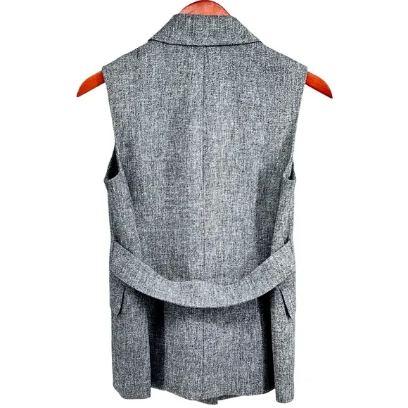 Theory Womens Sedeia Linen Crepe Vest Size 2 Gray Speckled Boucle Structured